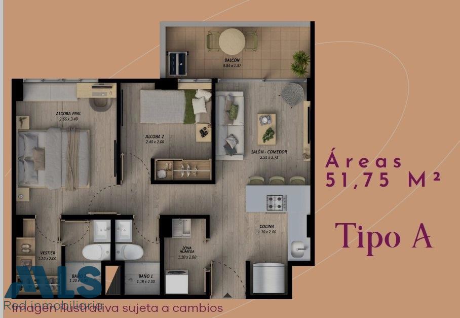 Apartamento en Corredor San Antonio – La Ceja – 262960 - El Dandy